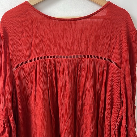 Harlow crochet embroidered boho tunic dress L burnt orange rust Boho hippie - Picture 6 of 11